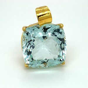 GIA Certified Aquamarine 24.15ct Solid 18K Pendant